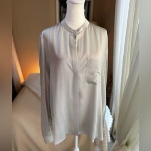 Vince Satin Collar Band Blouse